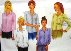 6715  BUTTERICK EZ SS-LS COLLAR BUTTON BLOUSE PATTERN 6-10,18-22